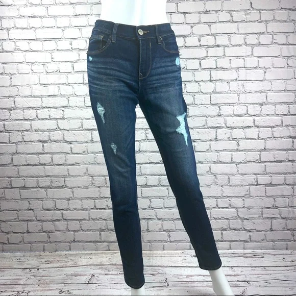 Express Distressed Mid-Rise Jeans - Picture 1 of 8
